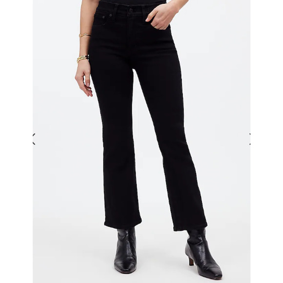 Madewell Jeans Womens 33 Tall Black Kick Out Crop‎ Cali Demi Flare NM810 - Picture 2 of 13